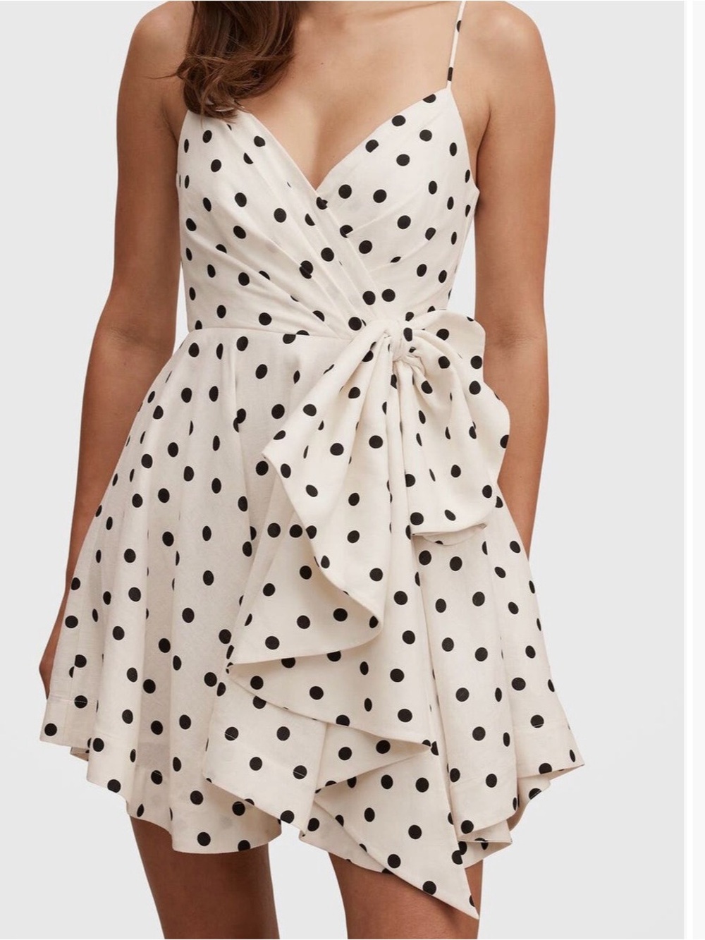Ever New Cream and Black Polka Dot Wrap Mini Dress